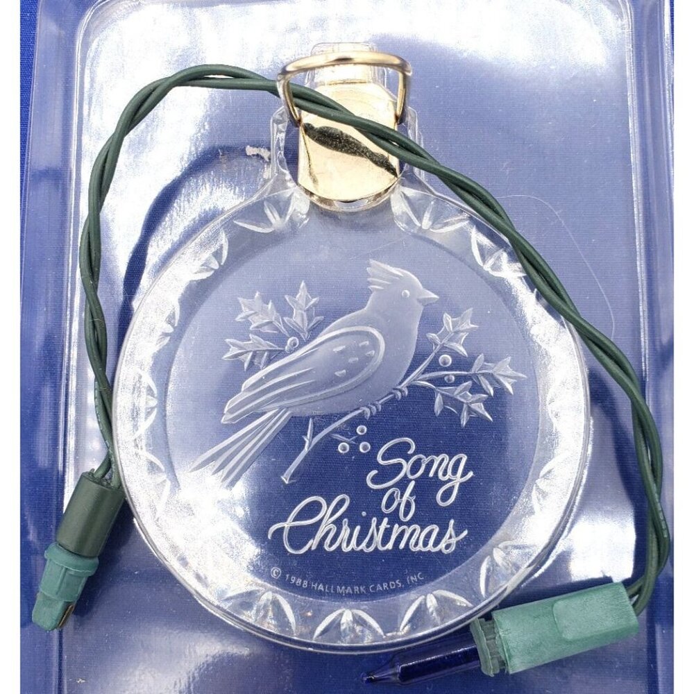 Song of Christmas, Lighted Acrylic Ornament Bird ©1988 Etched Unbranded